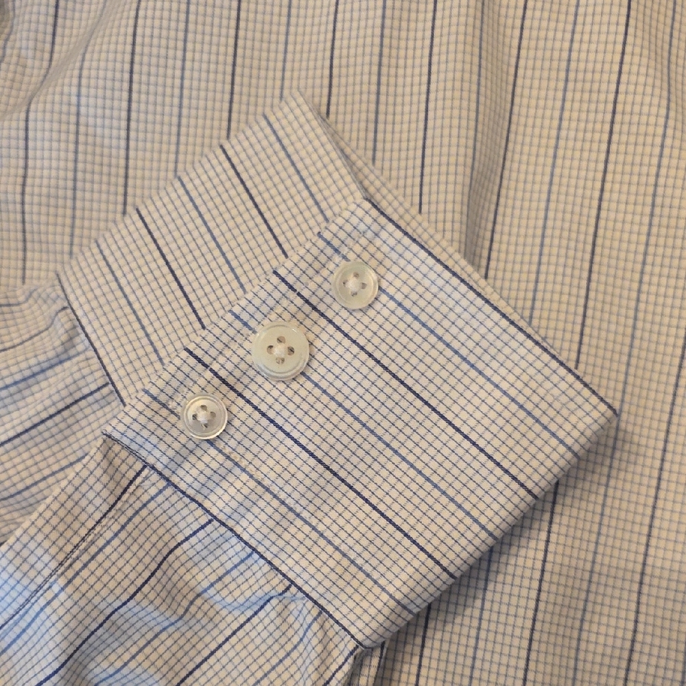 Turnbull & Asser White and Blue Check Dress Shirt - Picture 4 of 7